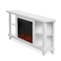 Penrose Infrared Electric Fireplace TV Stand In White -electric fireplace Store Real Flame Penrose Slim 7770E W Angled Silo 51667960 b4e5 4a63 8015 68017de1d0cc