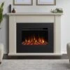 Tejon Infrared Electric Fireplace Mantel Package In Bone White -electric fireplace Store Real Flame Tejon Slim 8130E BNW Lifestyle 1