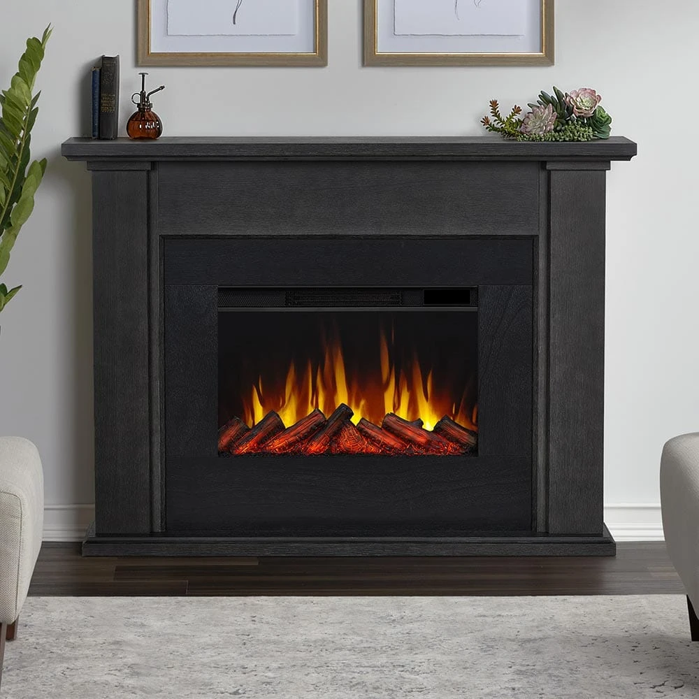 Tejon Infrared Electric Fireplace Mantel Package In Gray 1 Tejon Infrared Electric Fireplace Mantel Package In Gray