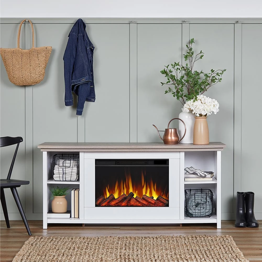 Tramore Slim 62-in Electric Fireplace TV Stand In White