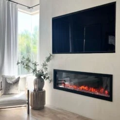 Remii 65-In Extra Tall Deep Built-In Electric Fireplace 8 Remii 65-In Extra Tall Deep Built-In Electric Fireplace -electric fireplace Store Remii 102765 XT 65 In Ornage Flame Crystals Life Style Living Room Influencer 1