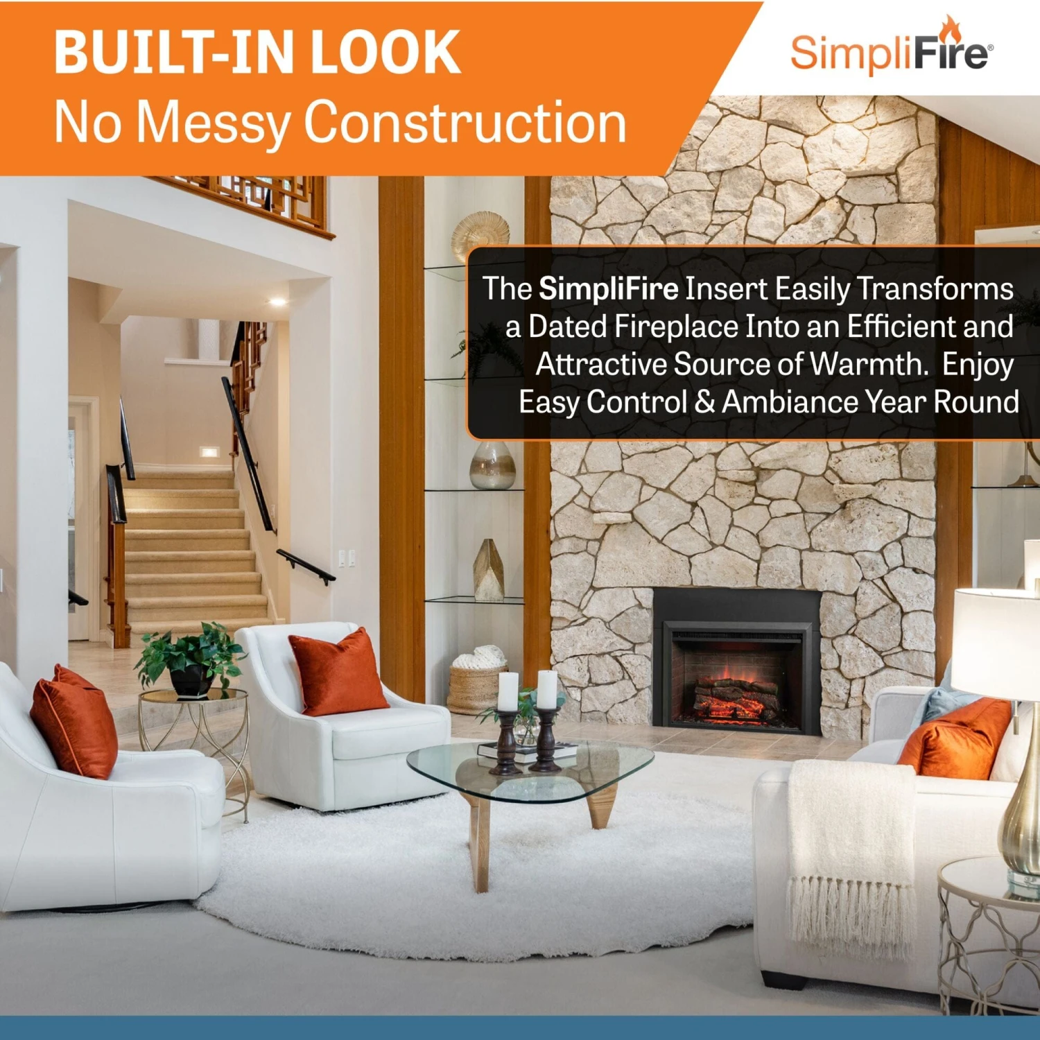 SimpliFire 32-In Built-In Electric Fireplace Insert With Small Surround Trim 9 SimpliFire 32-In Built-In Electric Fireplace Insert With Small Surround Trim - Image 9