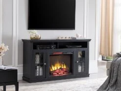 Brady Electric Fireplace TV Stand In Rustic Black -electric fireplace Store SP5981 MZ