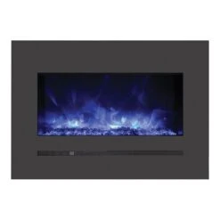 Sierra Flame 32-In Wall Mount Electric Fireplace -electric fireplace Store Sierra Flame WM FML 26 3223 STL Black Crystal Embers Blue Flame Silo