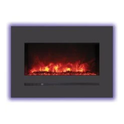 Sierra Flame 32-In Wall Mount Electric Fireplace -electric fireplace Store Sierra Flame WM FML 26 3223 STL Black Crystal Embers Orange Flame LED Glow Silo