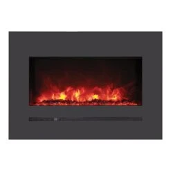 Sierra Flame 32-In Wall Mount Electric Fireplace -electric fireplace Store Sierra Flame WM FML 26 3223 STL Black Crystal Embers Orange Flame Silo