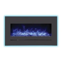Sierra Flame 40-In Wall Mount Electric Fireplace -electric fireplace Store Sierra Flame WM FML 34 4023 STL Black Glass Embers Blue Flame LED Glow Silo