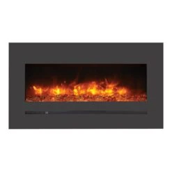 Sierra Flame 40-In Wall Mount Electric Fireplace -electric fireplace Store Sierra Flame WM FML 34 4023 STL Black Glass Embers Yellow Flame Silo