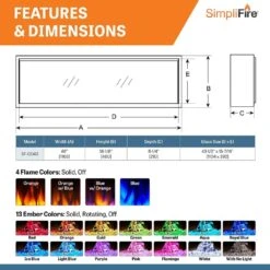 SimpliFire 43-in Forum Outdoor Linear Electric Fireplace 21 SimpliFire 43-in Forum Outdoor Linear Electric Fireplace -electric fireplace Store SimpliFire 43 in Forum Outdoor Linear Electric Fireplace SF OD43 Colors Dimensions