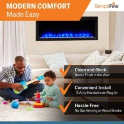 SimpliFire 50-in Allusion Platinum Wall Mount Electric Fireplace -electric fireplace Store SimpliFire ALLUSION PLT Allusion PT50 ALT 2