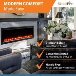 SimpliFire 60-in Allusion Platinum Wall Mount Electric Fireplace -electric fireplace Store SimpliFire ALLUSION PLT Allusion PT60 ALT 2
