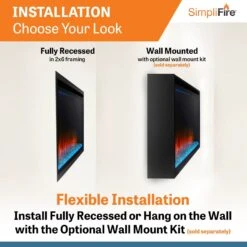 SimpliFire 60-in Allusion Platinum Wall Mount Electric Fireplace -electric fireplace Store SimpliFire ALLUSION PLT Allusion PT60 ALT 4