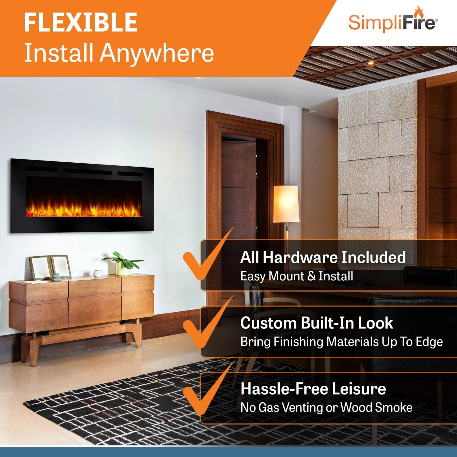SimpliFire 48-in Allusion Wall Mount Electric Fireplace 5 SimpliFire 48-in Allusion Wall Mount Electric Fireplace - Image 5