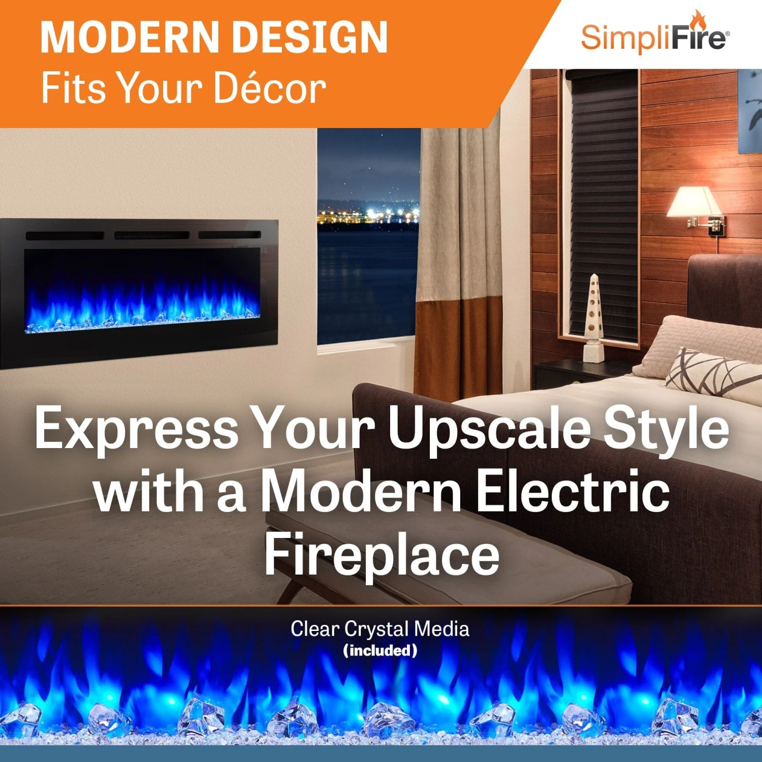 SimpliFire 60-in Allusion Wall Mount Electric Fireplace 4 SimpliFire 60-in Allusion Wall Mount Electric Fireplace - Image 4