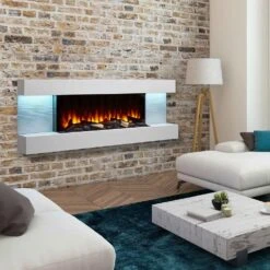 SimpliFire Format Floating Mantel Wall Mount Electric Fireplace -electric fireplace Store Simplifire Format SF FORMAT60 Living Room 1