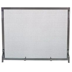 Single Panel Fireplace Screen Natural Wrought Iron S129NI