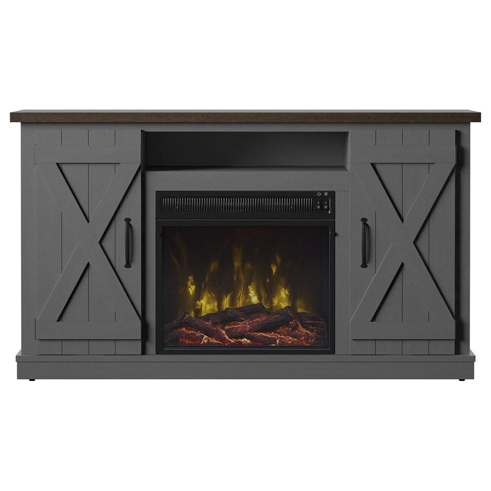 Killian Electric Fireplace TV Stand In Huron Gray 4 Killian Electric Fireplace TV Stand In Huron Gray - Image 4