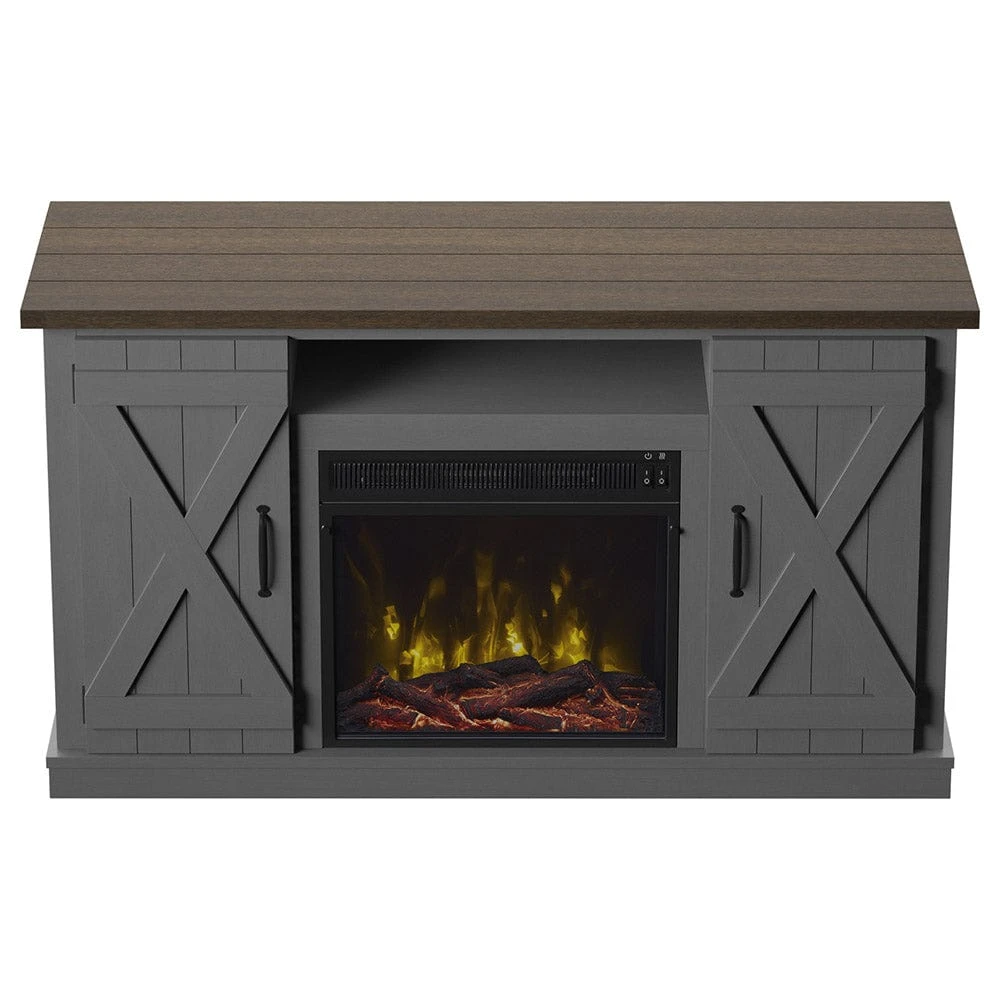 Killian Electric Fireplace TV Stand In Huron Gray 5 Killian Electric Fireplace TV Stand In Huron Gray - Image 5