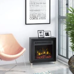 Dorrance Electric Fireplace Mantel Package In Black -electric fireplace Store Twin Star 18WM6910 PB01S Black Orange Ember Bed Yellow Flame Lifestyle e4922011 5fb3 48df a1d4 ecccfd8c2b7e