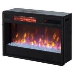 ClassicFlame 26-In 3D SpectraFire Plus Infrared Fireplace Insert W/ Glass -electric fireplace Store Twin Star 26II342FGT Black Blue Glass Ember Bed Multi Flame Left Tilt 1
