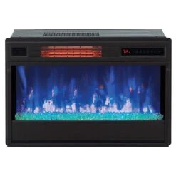 ClassicFlame 26-In 3D SpectraFire Plus Contemporary Insert With Trim 21 ClassicFlame 26-In 3D SpectraFire Plus Contemporary Insert With Trim -electric fireplace Store Twin Star 26II342FGT BBKIT 26 Black Green Glass Ember Bed Blue Flame Front Tilt