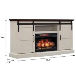 Hogan 66-in Farmhouse Fireplace TV Stand In Weathered White -electric fireplace Store Twin Star 26MM90273 W476 26II042FGL Black Dimensions 53775a9b 9111 44b8 88d8 1fe66f0f6979