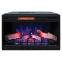 ClassicFlame 32-In 3D Spectrafire Plus Infrared Electric Fireplace Insert 13 ClassicFlame 32-In 3D Spectrafire Plus Infrared Electric Fireplace Insert -electric fireplace Store Twin Star 32II042FGL Black 3D Infraded Ember Bed Glowing Logset Multi Flame Top Front 3