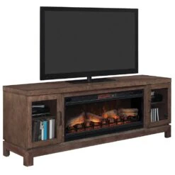 Berkeley 76-In Infrared Electric Fireplace TV Stand In Spanish Gray -electric fireplace Store Twin Star 42MM6018 I614 and 42II042FGT Black Orange Glowing Ember Bed Logset Orange Flame Right Top Tilt Tv 47a8af00 7b97 4a7c 9d13 a0363043dc42