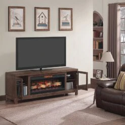 Berkeley 76-In Infrared Electric Fireplace TV Stand In Spanish Gray -electric fireplace Store Twin Star 42MM6018 I614 and 42II042FGT Black Orange Glowing Ember Bed Multi Flame Livingroom Opendoor ab9db5fa f570 46f8 8680 76f32c856cd9