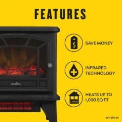 Duraflame 550 Black Infrared Freestanding Electric Fireplace Stove With Remote Control 24 Duraflame 550 Black Infrared Freestanding Electric Fireplace Stove With Remote Control -electric fireplace Store Twin Star DFI 550 22 Black Detail Feature