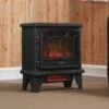 Duraflame 550 Black Infrared Freestanding Electric Fireplace Stove With Remote Control -electric fireplace Store Twin Star DFI 550 22 Black Orange Glowing Orange Flame Livingroom 1 Closeup