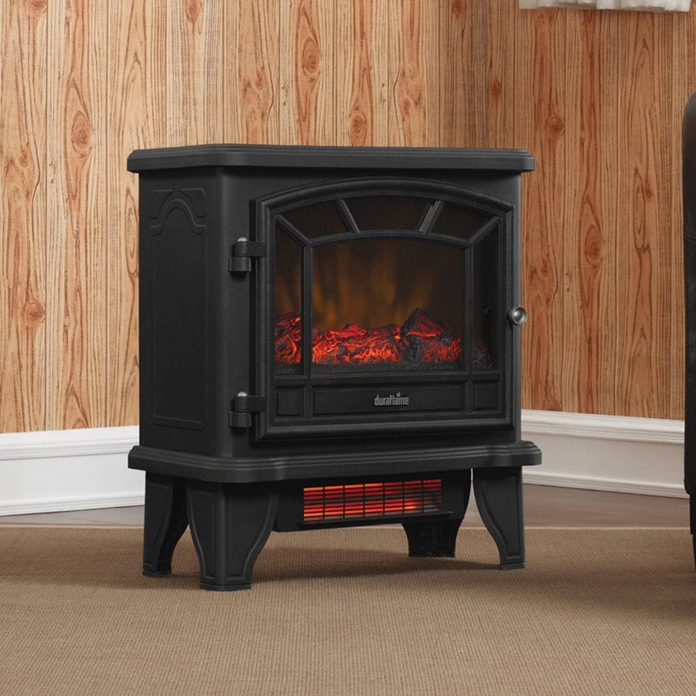 Duraflame 550 Black Infrared Freestanding Electric Fireplace Stove With Remote Control 1 Duraflame 550 Black Infrared Freestanding Electric Fireplace Stove With Remote Control