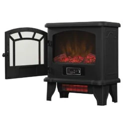 Duraflame 550 Black Infrared Freestanding Electric Fireplace Stove With Remote Control 19 Duraflame 550 Black Infrared Freestanding Electric Fireplace Stove With Remote Control -electric fireplace Store Twin Star DFI 550 22 Black Orange Glowing Orange Flame Opendoor Left Tilt